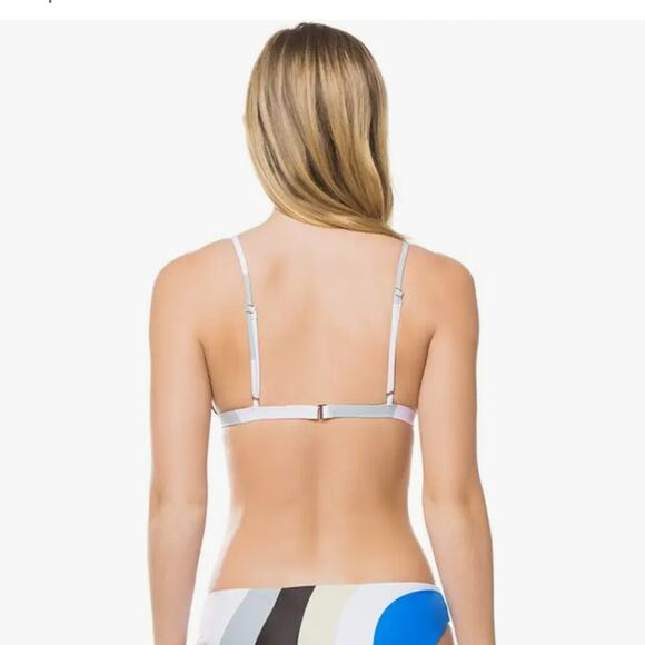 NEW Mara Hoffman Astrid Juniper Pastel Sage Multi Color Stripe Triangle Swim Top - Picture 4 of 13